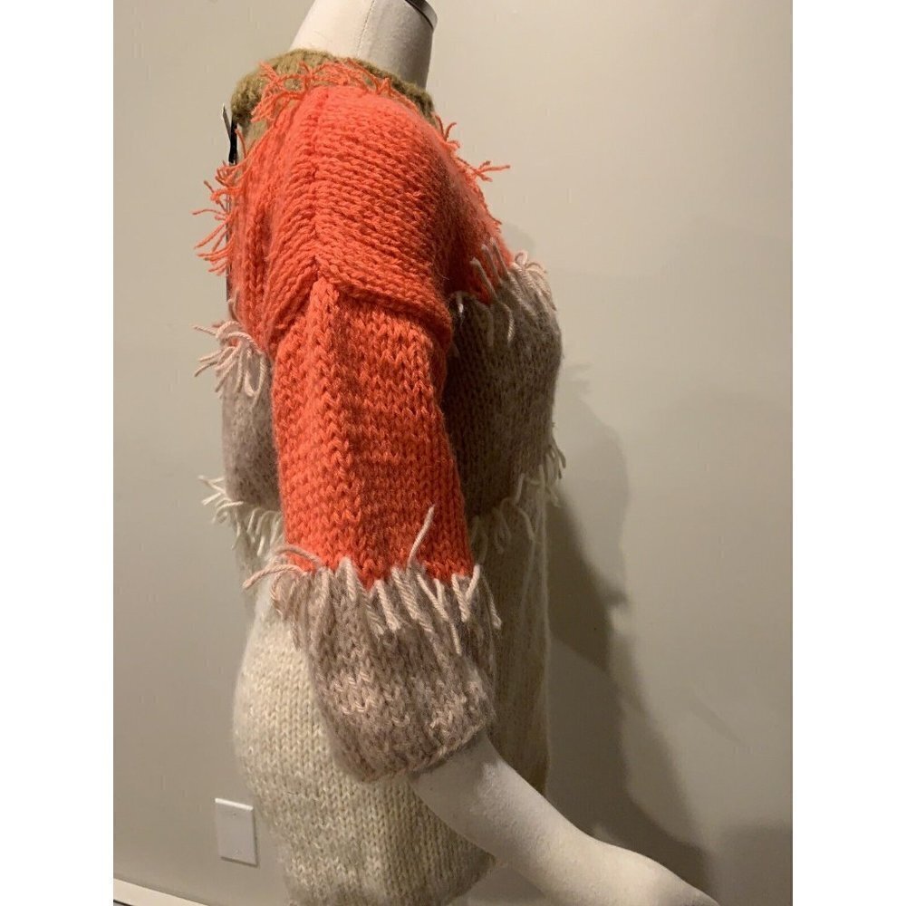 $298 Anthropologie Veroalfie Marlene Fringed Pullover Tunic Sweater Size S NWT - Picture 8 of 11
